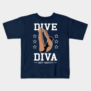 Womens Diving Dive Diva Springboard Platform Diver Kids T-Shirt